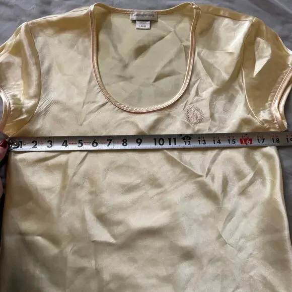 Jones New York Satin Sleep Shirt Nightgown Size Large Cream Yellow Cap Sleeve - Picture 7 of 11
